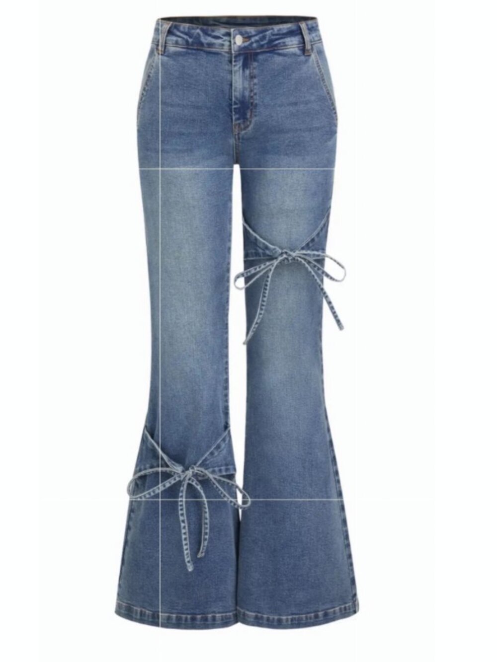 Demin Cider Demin Low Rise Bowknot Flared Jean